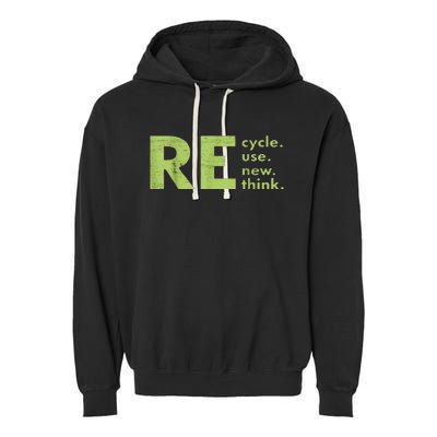 Recycle Reuse Renew Rethink Crisis Environmental Activism Garment-Dyed Fleece Hoodie