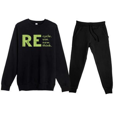 Recycle Reuse Renew Rethink Crisis Environmental Activism Premium Crewneck Sweatsuit Set