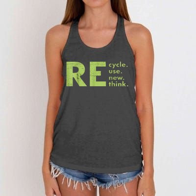 Recycle Reuse Renew Rethink Crisis Environmental Activism Women's Knotted Racerback Tank