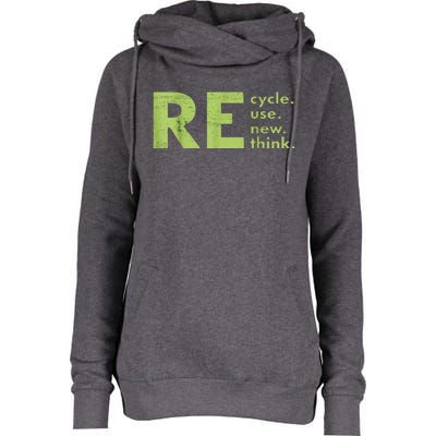 Recycle Reuse Renew Rethink Crisis Environmental Activism Womens Funnel Neck Pullover Hood