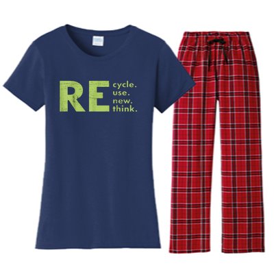 Recycle Reuse Renew Rethink Crisis Environmental Activism Women's Flannel Pajama Set