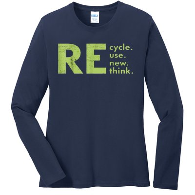 Recycle Reuse Renew Rethink Crisis Environmental Activism Ladies Long Sleeve Shirt