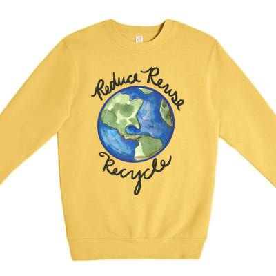 Reduce Reuse Recycle Earthy Artwork Environtalism Gift Premium Crewneck Sweatshirt