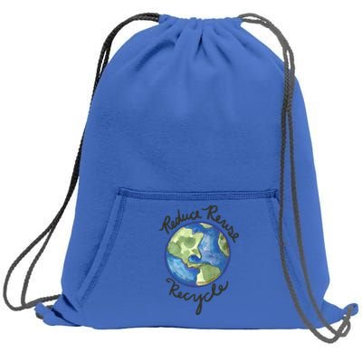 Reduce Reuse Recycle Earthy Artwork Environtalism Gift Sweatshirt Cinch Pack Bag