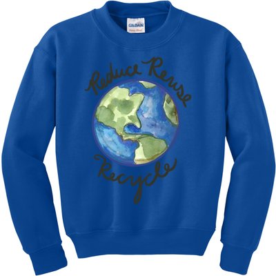 Reduce Reuse Recycle Earthy Artwork Environtalism Gift Kids Sweatshirt