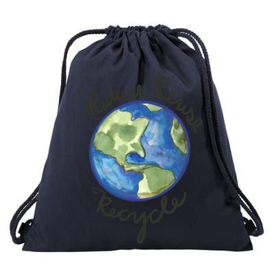 Reduce Reuse Recycle Earthy Artwork Environtalism Gift Drawstring Bag