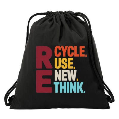 Recycle Reuse Renew Rethink Earth Day Environmental Drawstring Bag