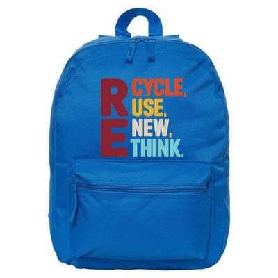 Recycle Reuse Renew Rethink Earth Day Environmental 16 in Basic Backpack