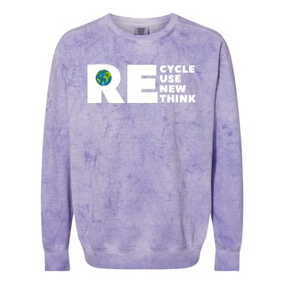 Recycle Reuse Renew Rethink Earth Day Environmental Activism Colorblast Crewneck Sweatshirt