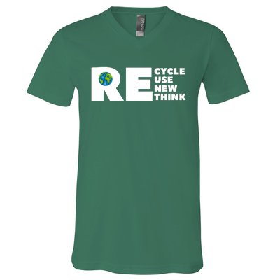 Recycle Reuse Renew Rethink Earth Day Environmental Activism V-Neck T-Shirt