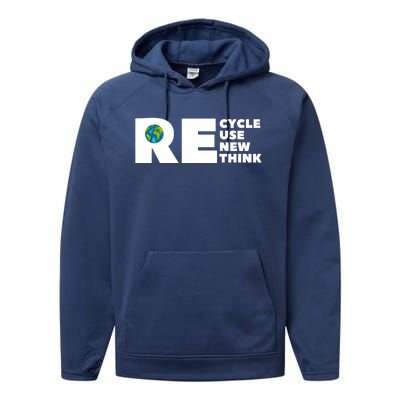 Recycle Reuse Renew Rethink Earth Day Environmental Activism Performance Fleece Hoodie