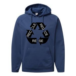 Reduce Reuse Recycle Eco System Gift Performance Fleece Hoodie