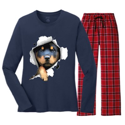 Rottweiler Rottie Rottweiler Lover Cute Rottweiler Women's Long Sleeve Flannel Pajama Set 