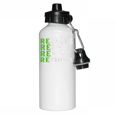 Recycle Reuse Renew Rethink Re Use Earth Day Aluminum Water Bottle