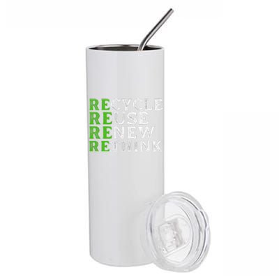 Recycle Reuse Renew Rethink Re Use Earth Day Stainless Steel Tumbler