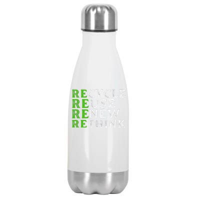 Recycle Reuse Renew Rethink Re Use Earth Day Stainless Steel Insulated Water Bottle