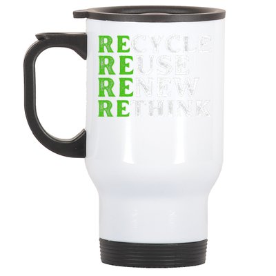 Recycle Reuse Renew Rethink Re Use Earth Day Stainless Steel Travel Mug