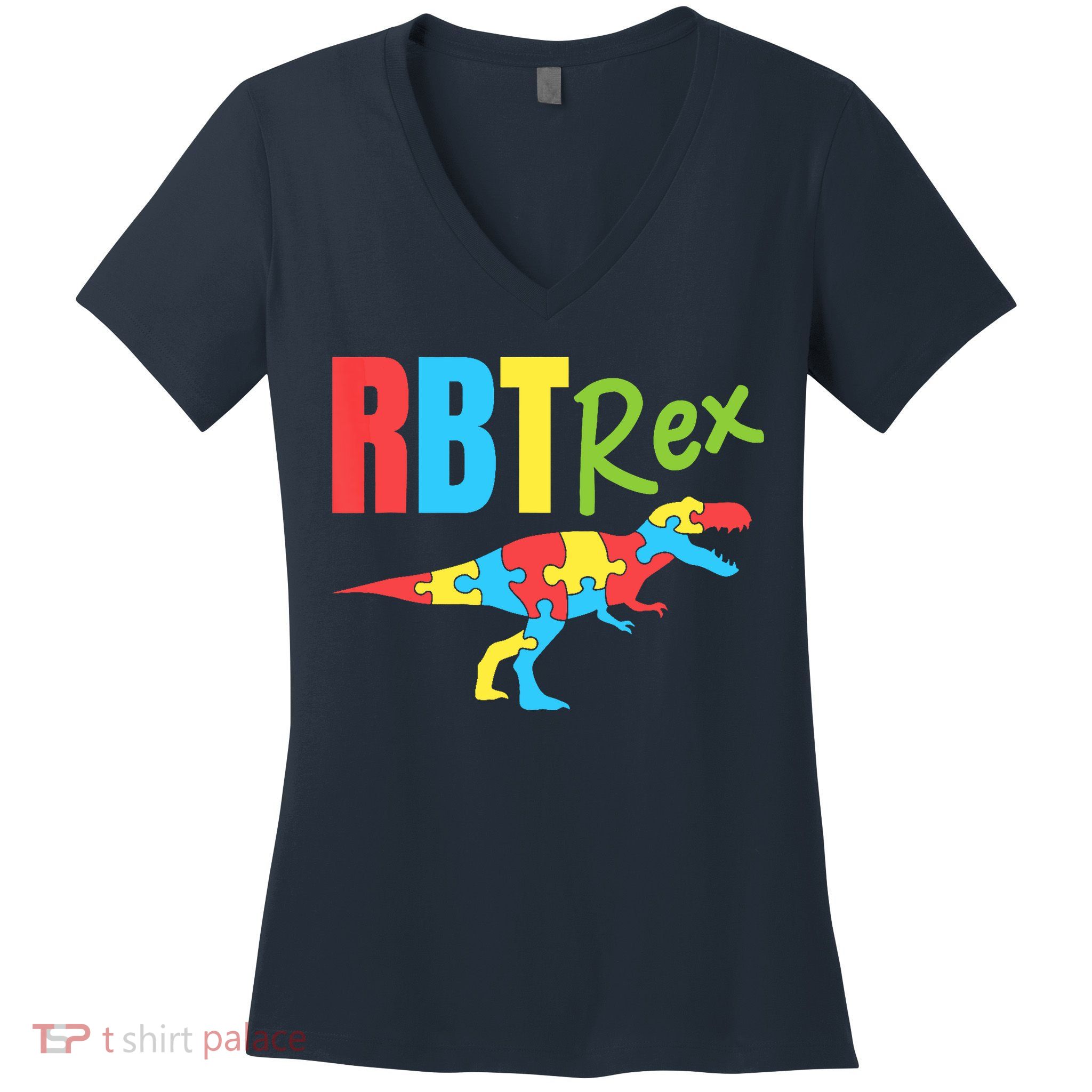 RBT Rex Registered Behavior Technician Therapist Autism Women's V-Neck T-Shirt