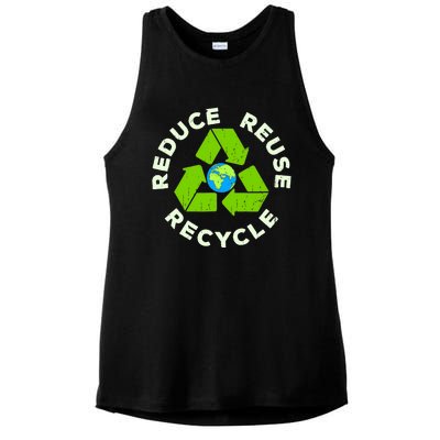 Reduce Reuse Recycle Earth Day Ladies PosiCharge Tri-Blend Wicking Tank