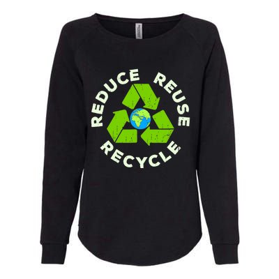 Reduce Reuse Recycle Earth Day Womens California Wash Sweatshirt