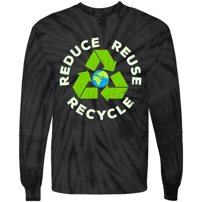 Reduce Reuse Recycle Earth Day Tie-Dye Long Sleeve Shirt