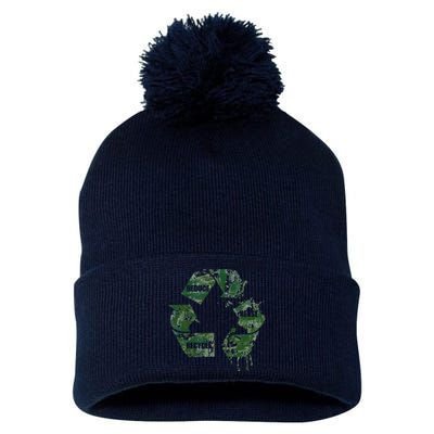 Reduce Reuse Recycle Logo Green Symbol Pom Pom 12in Knit Beanie