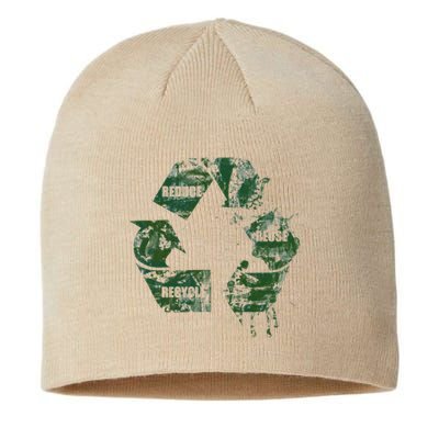 Reduce Reuse Recycle Logo Green Symbol Sustainable Beanie