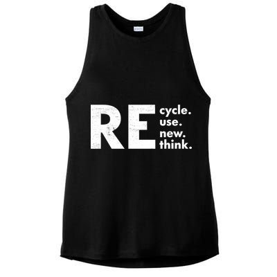 Recycle Reuse Renew Rethink Crisis Environmental Activism Ladies PosiCharge Tri-Blend Wicking Tank