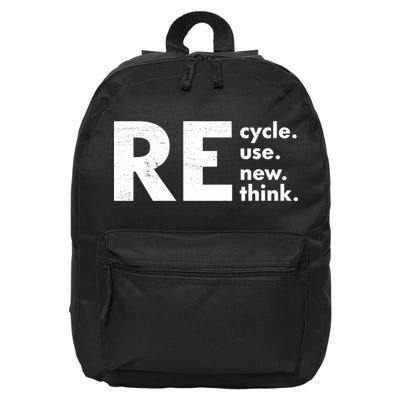 Recycle Reuse Renew Rethink Crisis Environmental Activism 16 in Basic Backpack
