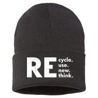 Recycle Reuse Renew Rethink Crisis Environmental Activism Sustainable Knit Beanie