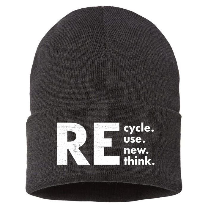 Recycle Reuse Renew Rethink Crisis Environmental Activism Sustainable Knit Beanie