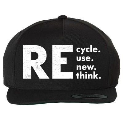 Recycle Reuse Renew Rethink Crisis Environmental Activism Wool Snapback Cap