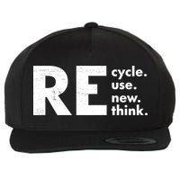 Recycle Reuse Renew Rethink Crisis Environmental Activism Wool Snapback Cap