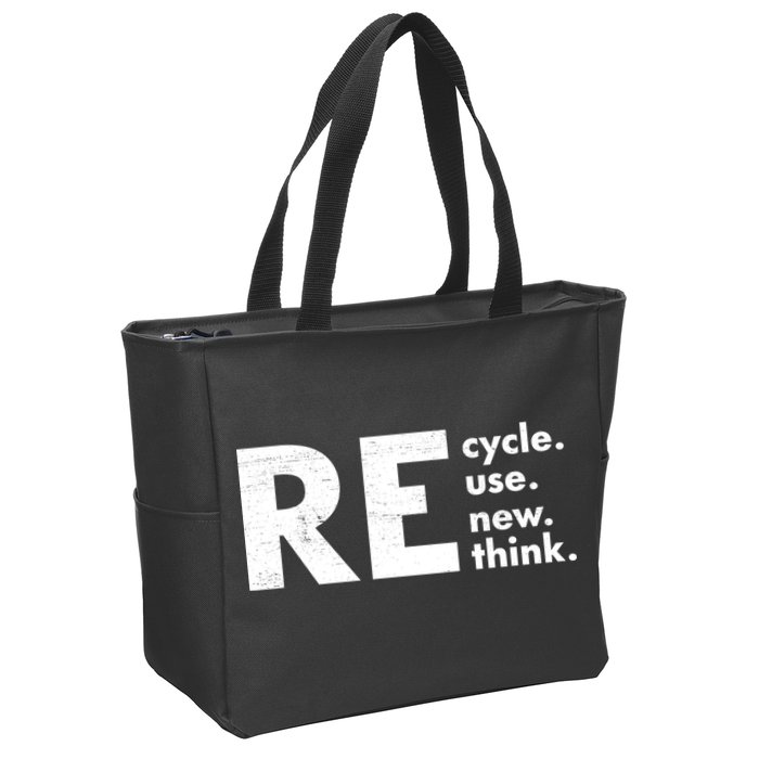 Recycle Reuse Renew Rethink Crisis Environmental Activism Zip Tote Bag
