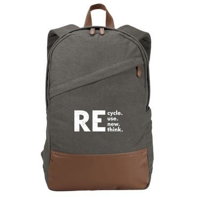 Recycle Reuse Renew Rethink Crisis Environmental Activism Cotton Canvas Backpack
