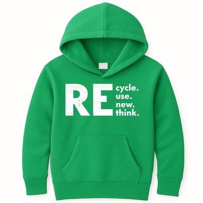 Recycle Reuse Renew Rethink Crisis Environmental Activism Kids Hoodie