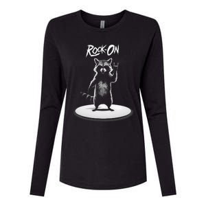 Retro Raccoon Rock Music Womens Cotton Relaxed Long Sleeve T-Shirt