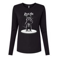 Retro Raccoon Rock Music Womens Cotton Relaxed Long Sleeve T-Shirt