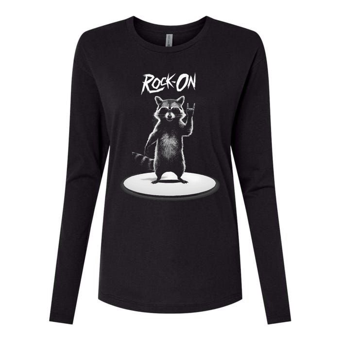 Retro Raccoon Rock Music Womens Cotton Relaxed Long Sleeve T-Shirt