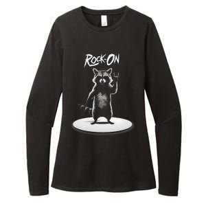 Retro Raccoon Rock Music Womens CVC Long Sleeve Shirt