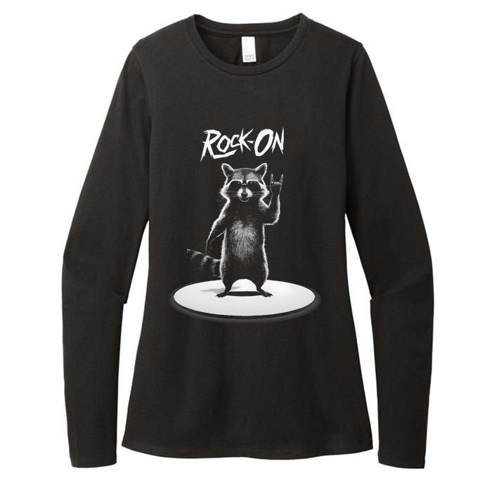 Retro Raccoon Rock Music Womens CVC Long Sleeve Shirt