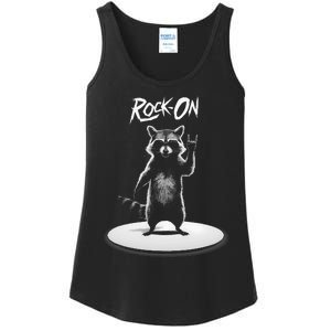 Retro Raccoon Rock Music Ladies Essential Tank