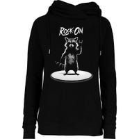 Retro Raccoon Rock Music Womens Funnel Neck Pullover Hood