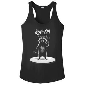 Retro Raccoon Rock Music Ladies PosiCharge Competitor Racerback Tank