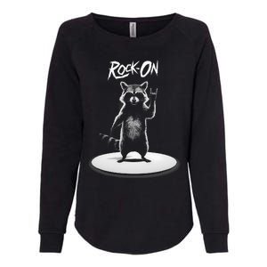 Retro Raccoon Rock Music Womens California Wash Sweatshirt