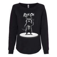 Retro Raccoon Rock Music Womens California Wash Sweatshirt