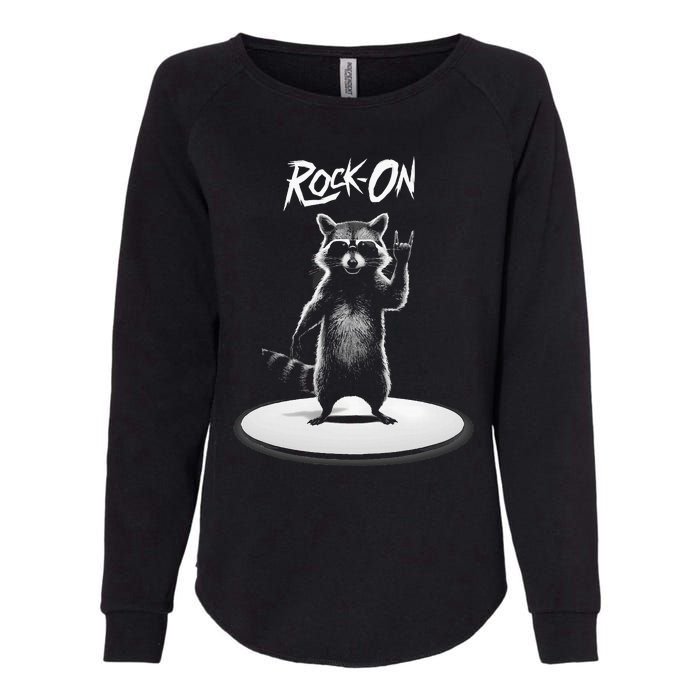 Retro Raccoon Rock Music Womens California Wash Sweatshirt