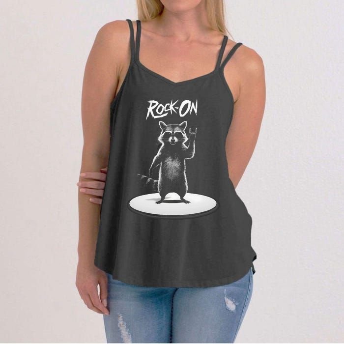 Retro Raccoon Rock Music Women's Strappy Tank