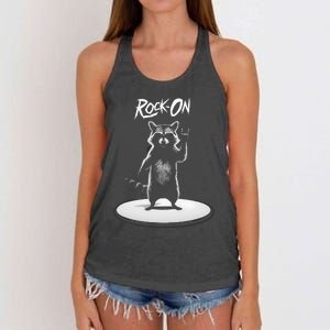 Retro Raccoon Rock Music Women's Knotted Racerback Tank