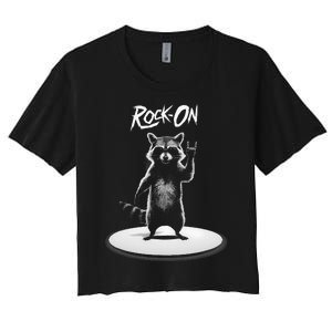 Retro Raccoon Rock Music Women's Crop Top Tee